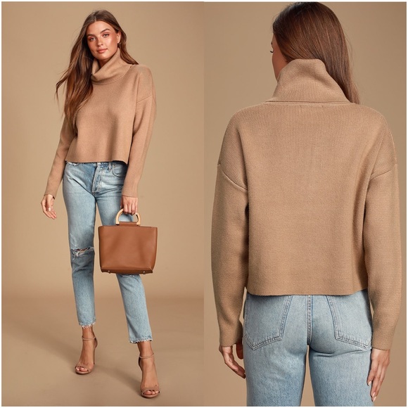 Lulus Sweaters - NWT Lulus Let's Cuddle Tan Cowl Neck Sweater